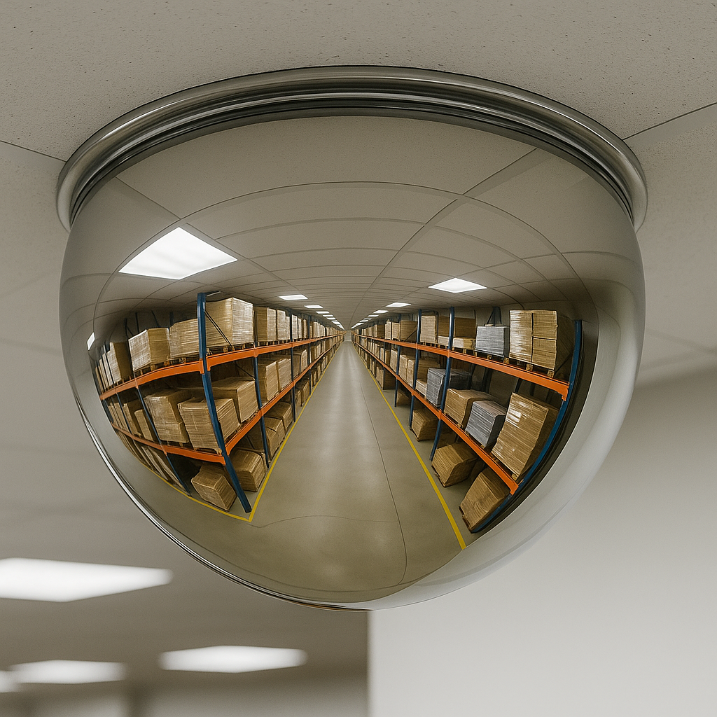 Industrial Hemispherical Mirror – 360° Safety Monitoring for Indoor Spaces