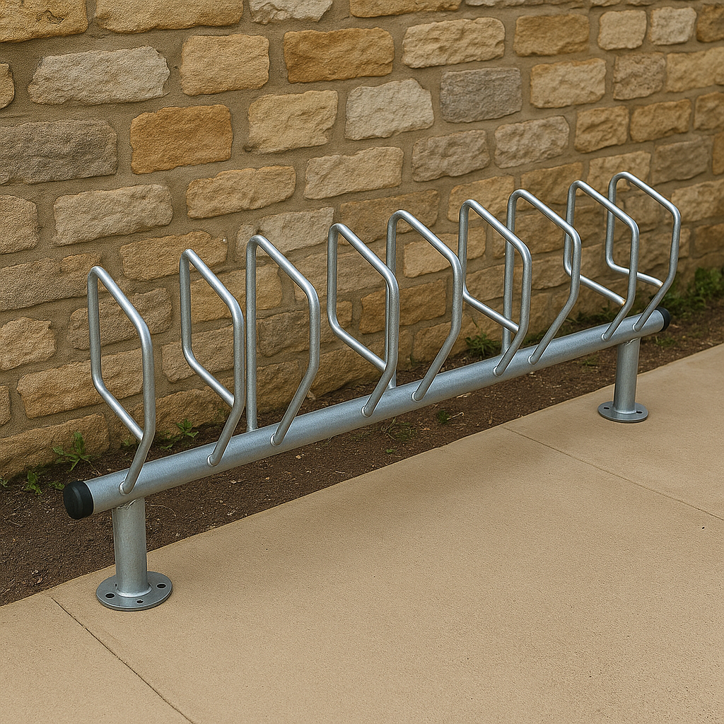 Heavy Duty Double Sided Floor-Mounted Cycle Rack – Type C | High-Density Bike Storage