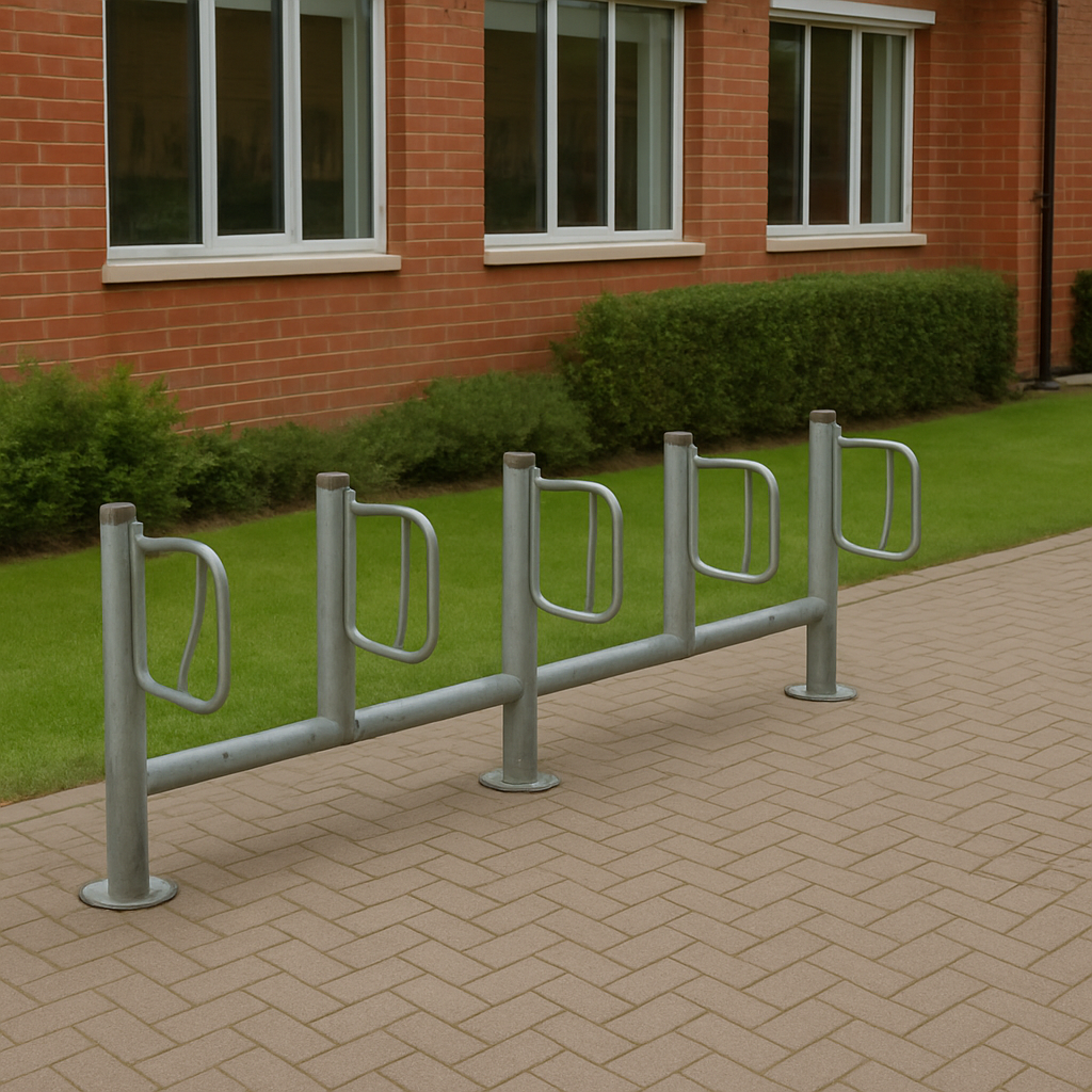 Heavy Duty Double Sided Floor-Mounted Cycle Rack – Type C | High-Density Bike Storage