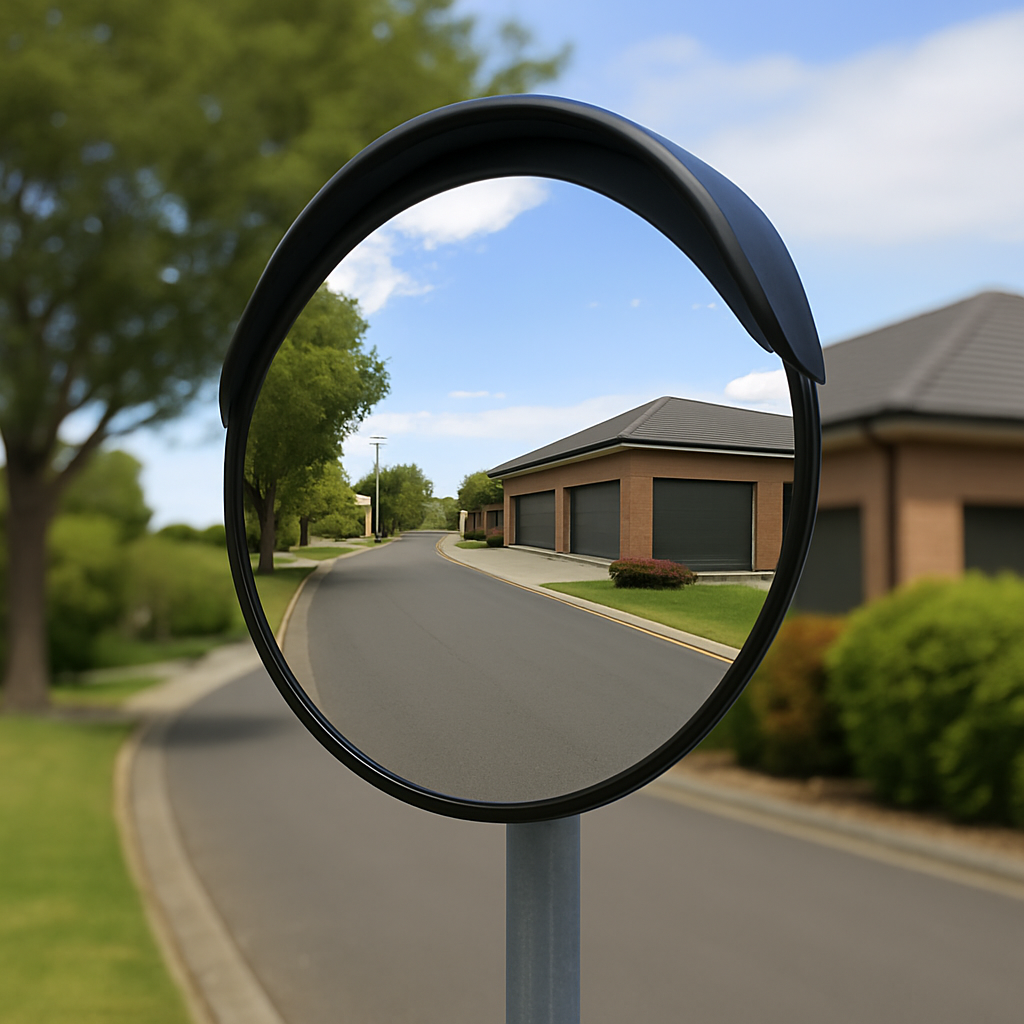 30cm Outdoor Convex Traffic Safety Mirror – Black Finish