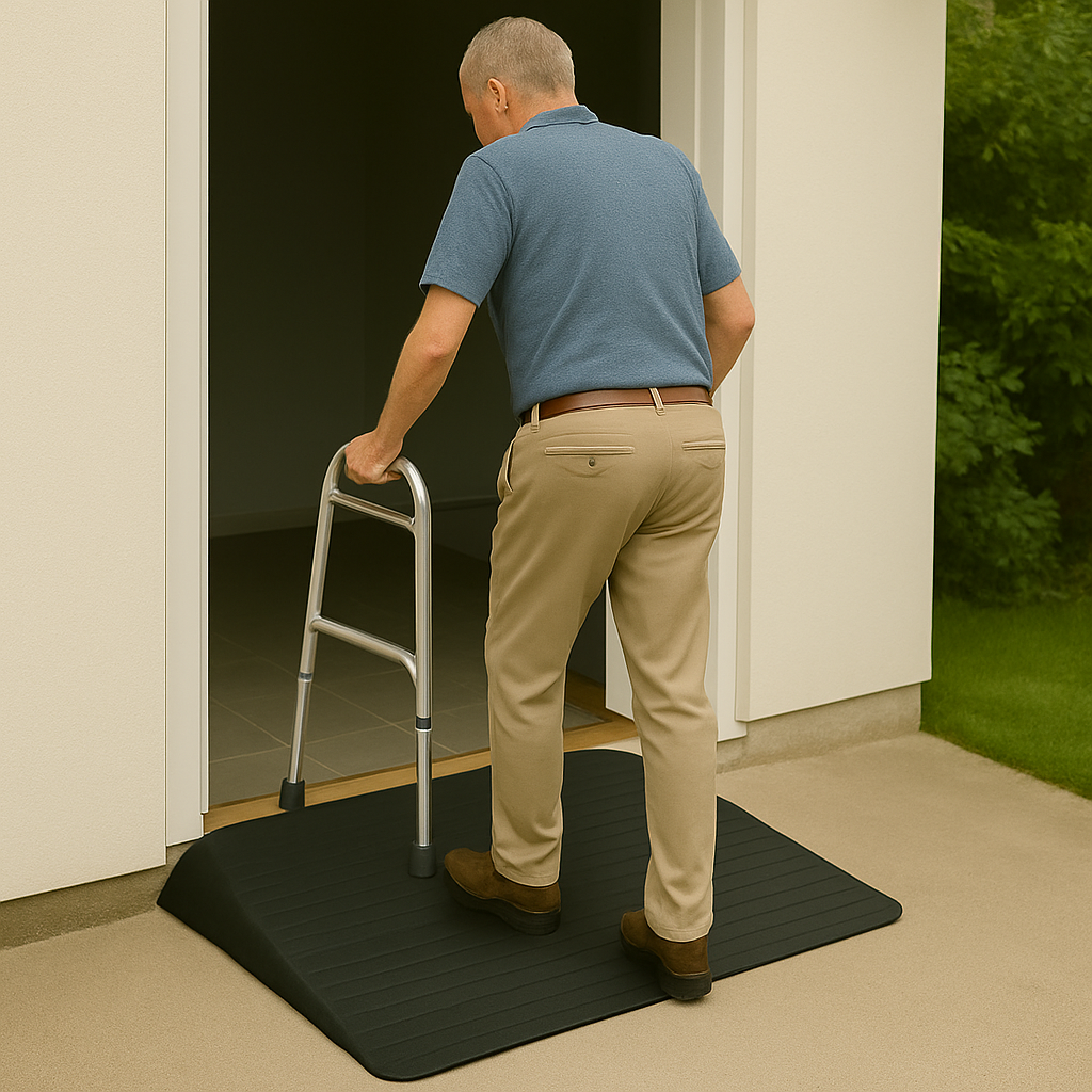 Non-Slip Rubber Threshold Ramps – 1" to 4" High for Wheelchair & Mobility Access