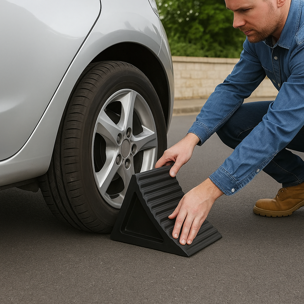Heavy-Duty Rubber Wheel Chock for LGVs & Industrial Vehicles – Non-Slip, Durable, Weather-Resistant