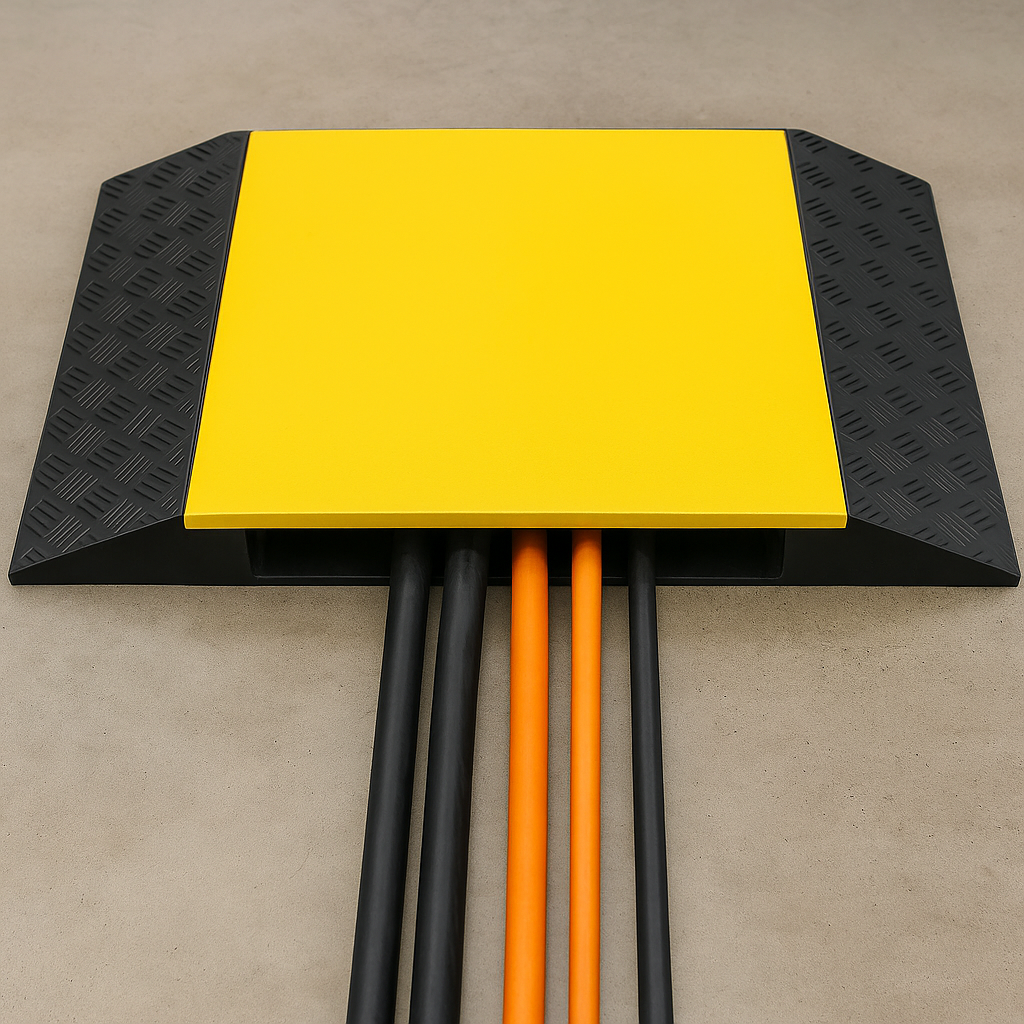 Heavy-Duty 5 Channel Cable Protector Ramp – Outdoor Cable Cover for Construction, Events & Road Safety