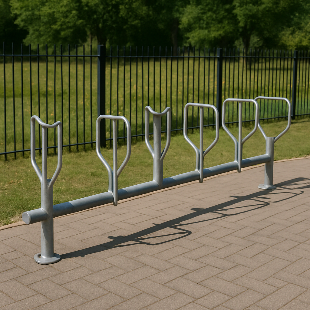 Heavy Duty Double Sided Floor-Mounted Cycle Rack – Type C | High-Density Bike Storage