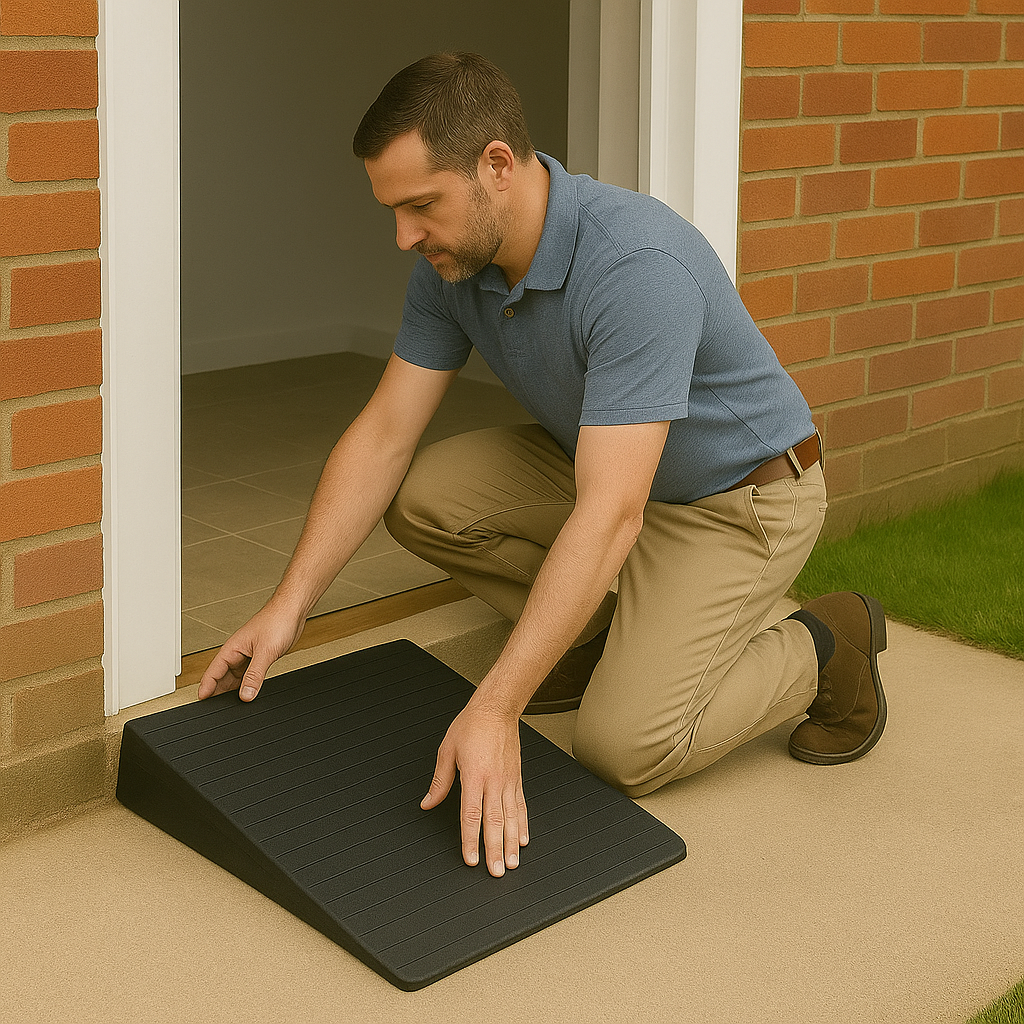 Non-Slip Rubber Threshold Ramps – 1" to 4" High for Wheelchair & Mobility Access