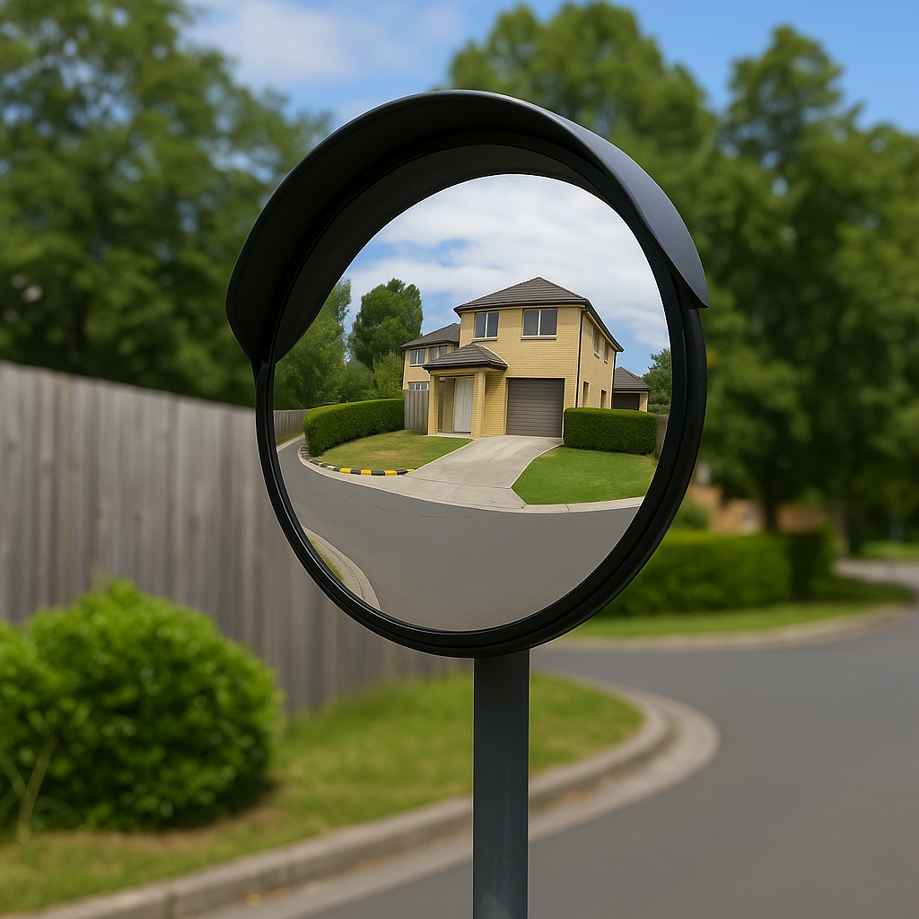 30cm Outdoor Convex Traffic Safety Mirror – Black Finish