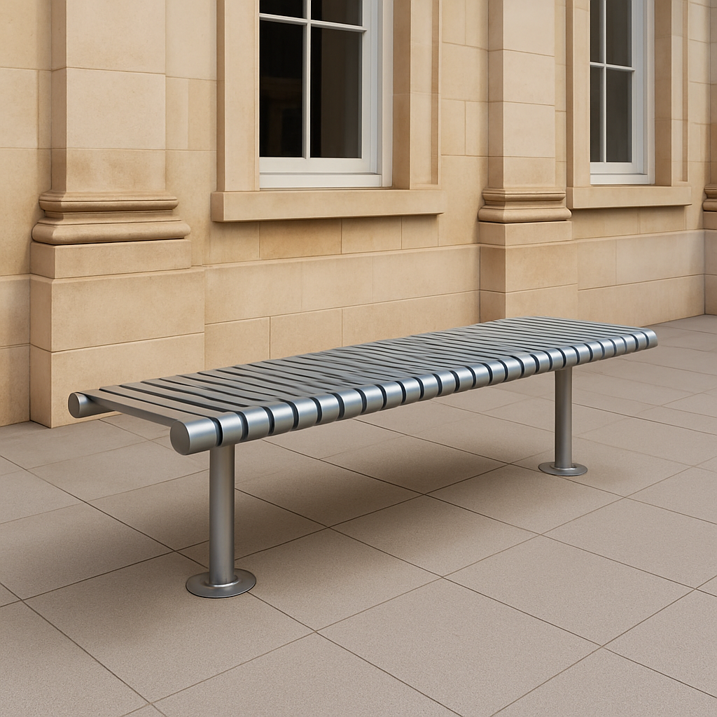 Metrosiq 1800mm Urban Steel Bench | Heavy-Duty Galvanised or Stainless Finish for Parks, Schools & Public Spaces