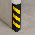 Heavy-Duty Corner Protector – Black Impact Guard with Yellow Reflective Bands
