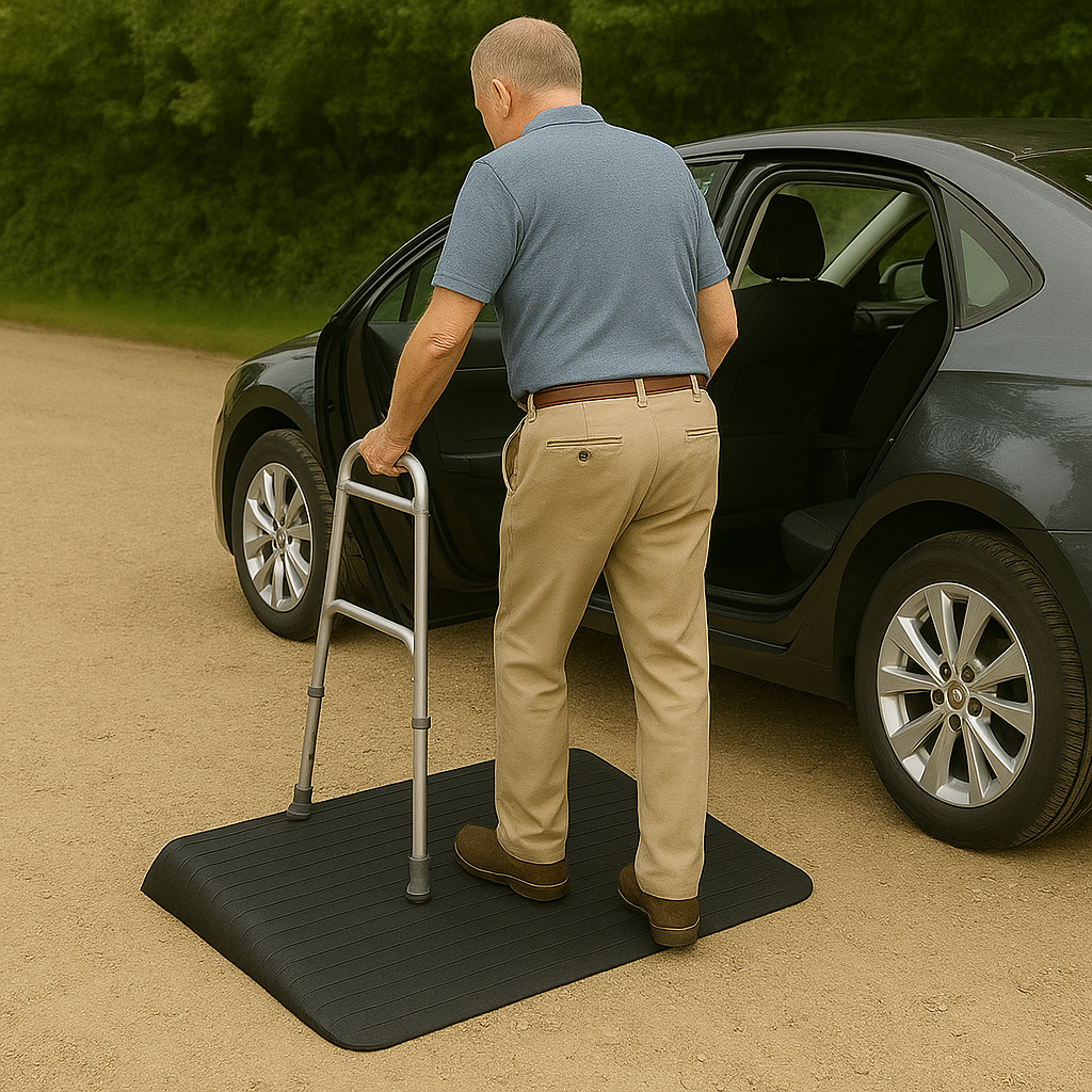 Non-Slip Rubber Threshold Ramps – 1" to 4" High for Wheelchair & Mobility Access