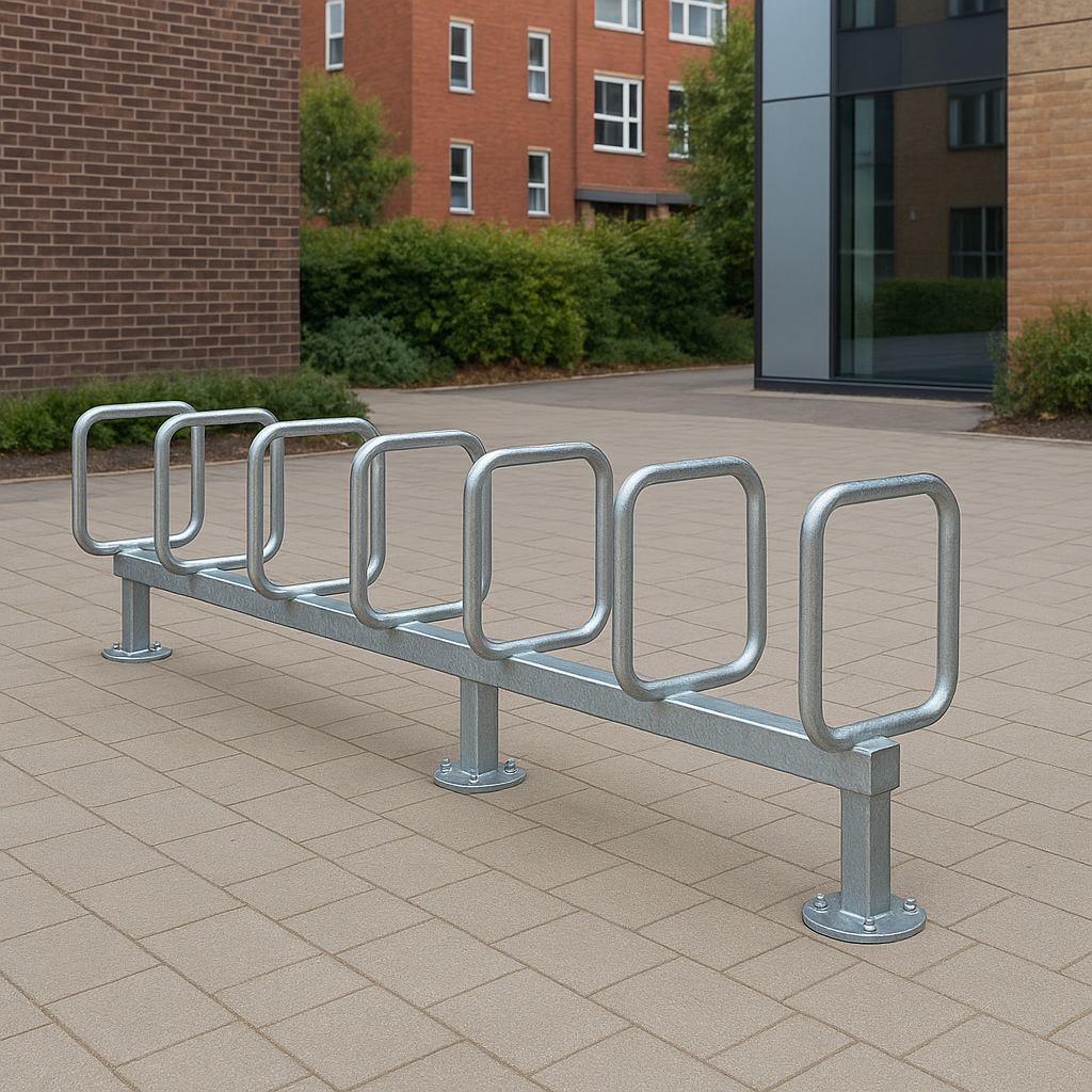 Single-Sided Floor-Mounted Cycle Rack – Type D | Compact, High-Density Bike Parking