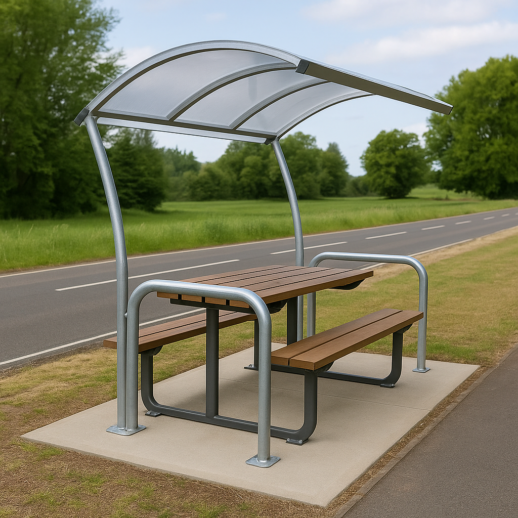 Harbledown Cycle Shelter – Galvanised Steel Frame with Clear UV-Stabilised PETG Roof (Canterbury Style)