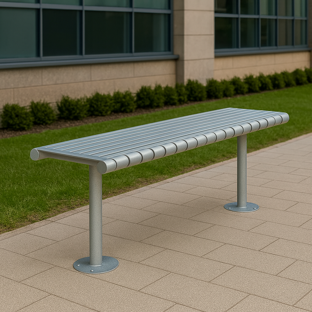 Metrosiq 1800mm Urban Steel Bench | Heavy-Duty Galvanised or Stainless Finish for Parks, Schools & Public Spaces