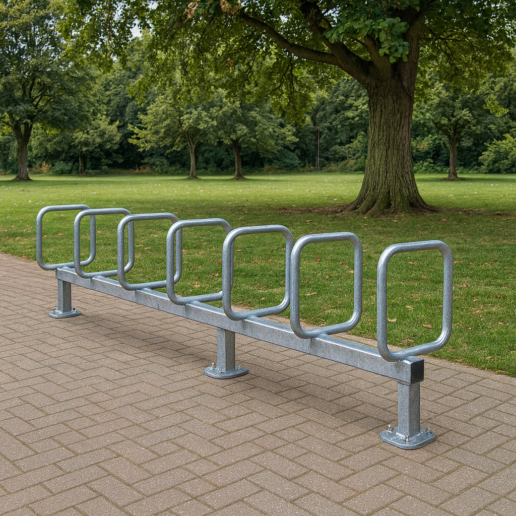 Single-Sided Floor-Mounted Cycle Rack – Type D | Compact, High-Density Bike Parking