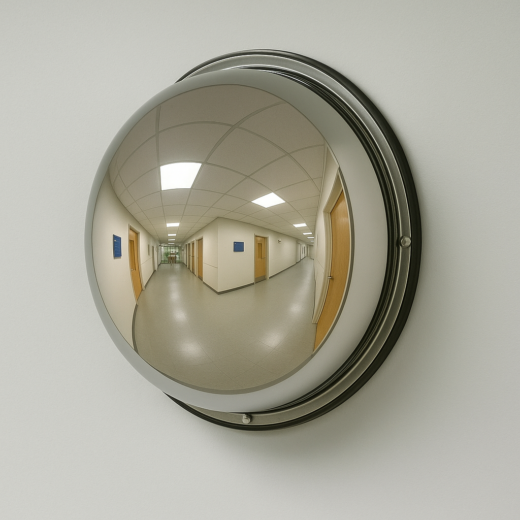 Industrial Hemispherical Mirror – 360° Safety Monitoring for Indoor Spaces