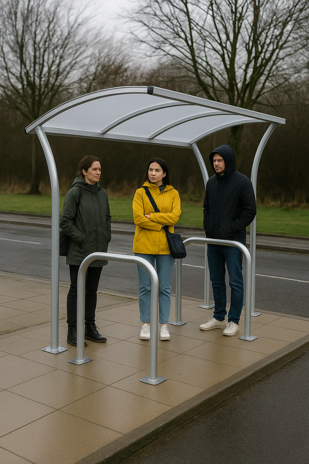 Harbledown Cycle Shelter – Galvanised Steel Frame with Clear UV-Stabilised PETG Roof (Canterbury Style)