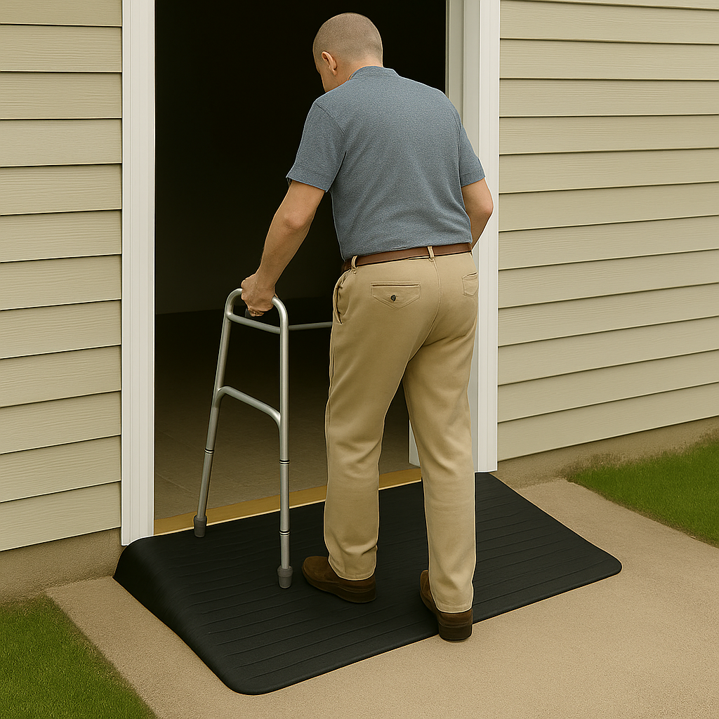 Non-Slip Rubber Threshold Ramps – 1" to 4" High for Wheelchair & Mobility Access