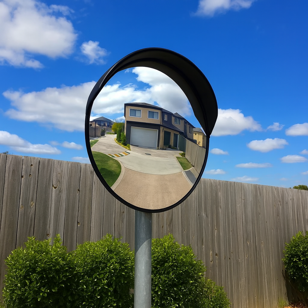 30cm Outdoor Convex Traffic Safety Mirror – Black Finish