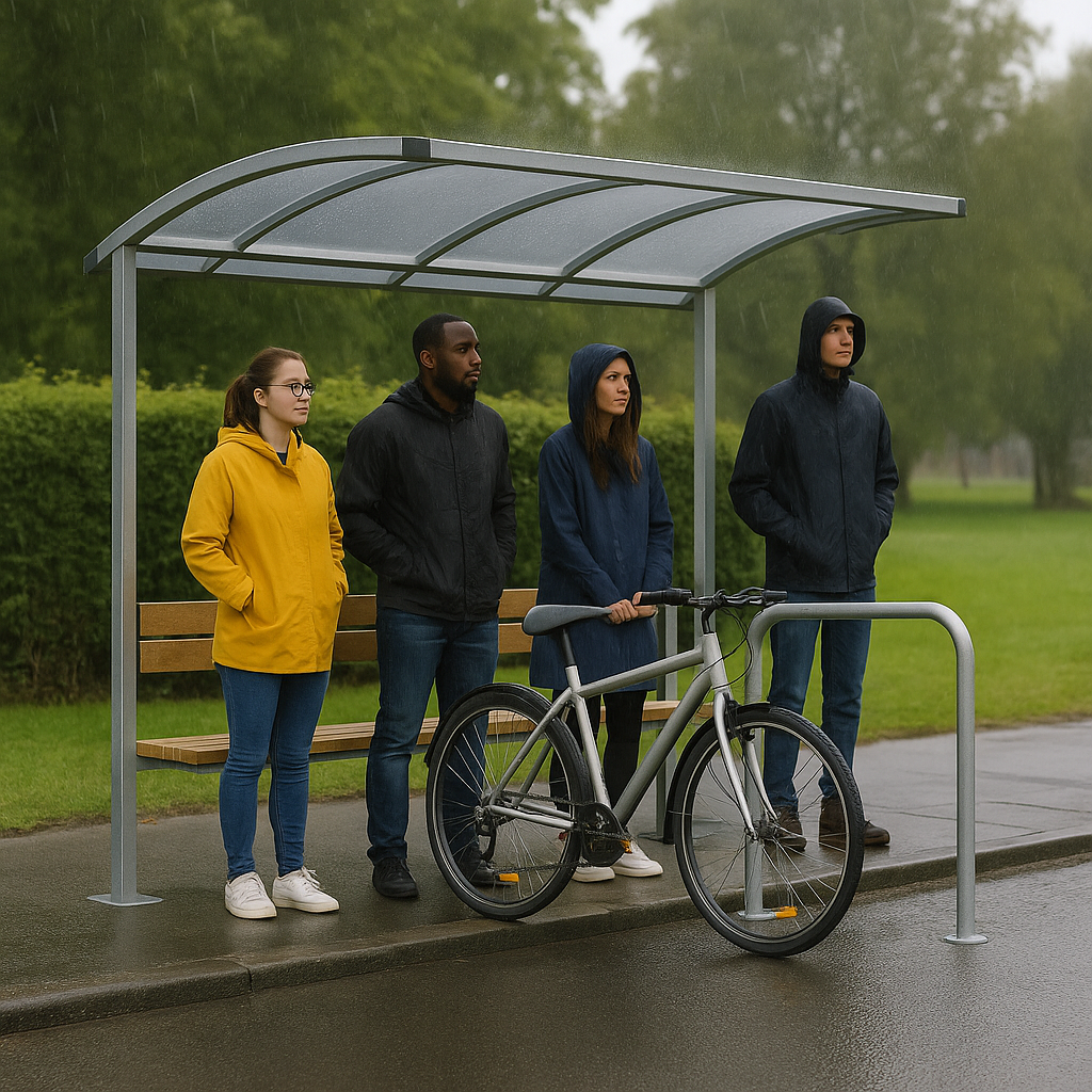 Newton Cycle Shelter – Galvanised Steel Frame with Clear PETG Curved Roof (2m–5m + Modular Extension Bays)