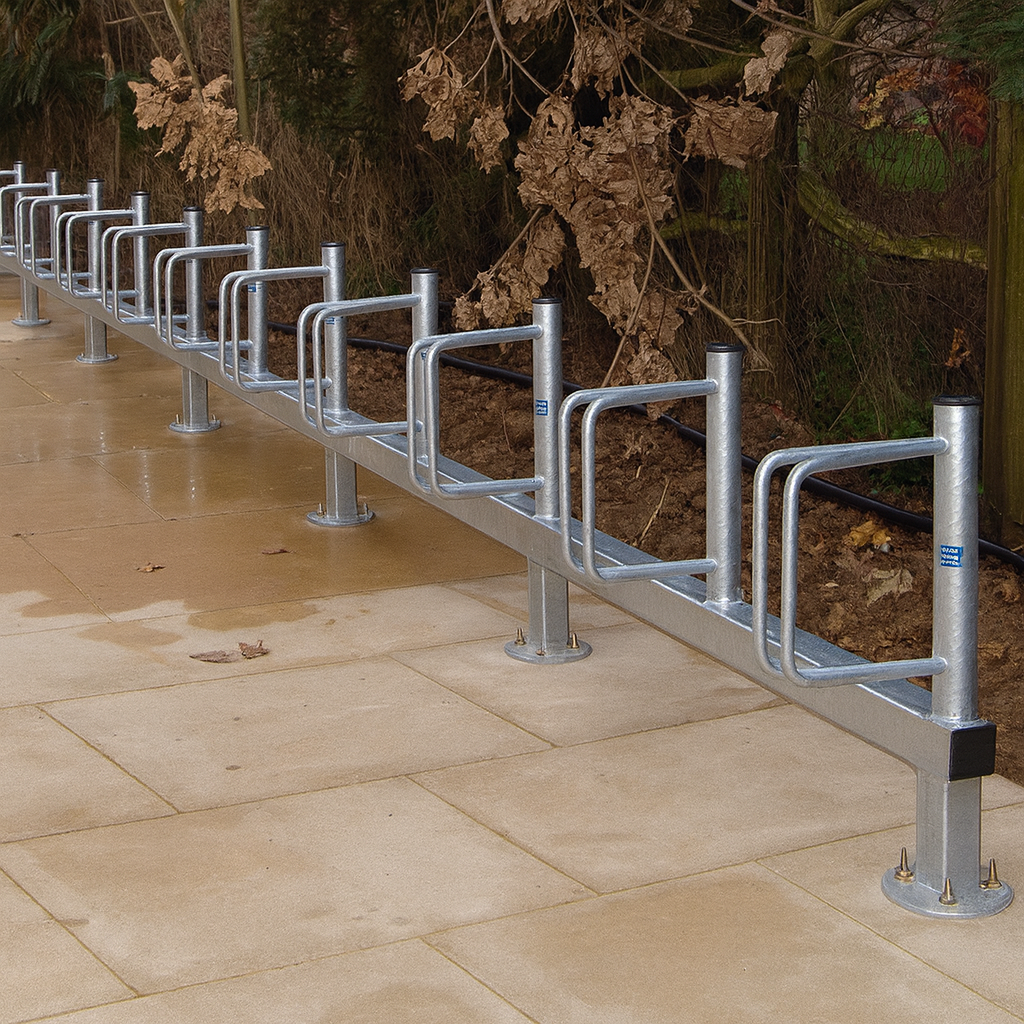 Single-Sided Floor-Mounted Cycle Rack – Type D | Compact, High-Density Bike Parking