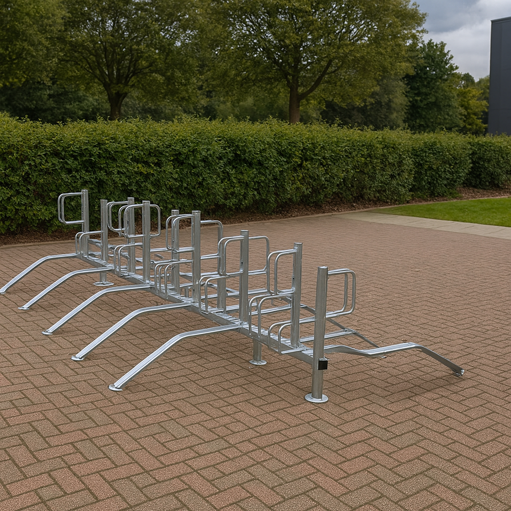 Type E Double-Sided High-Density Cycle Rack – Secure Parking for Up to 20 Bikes