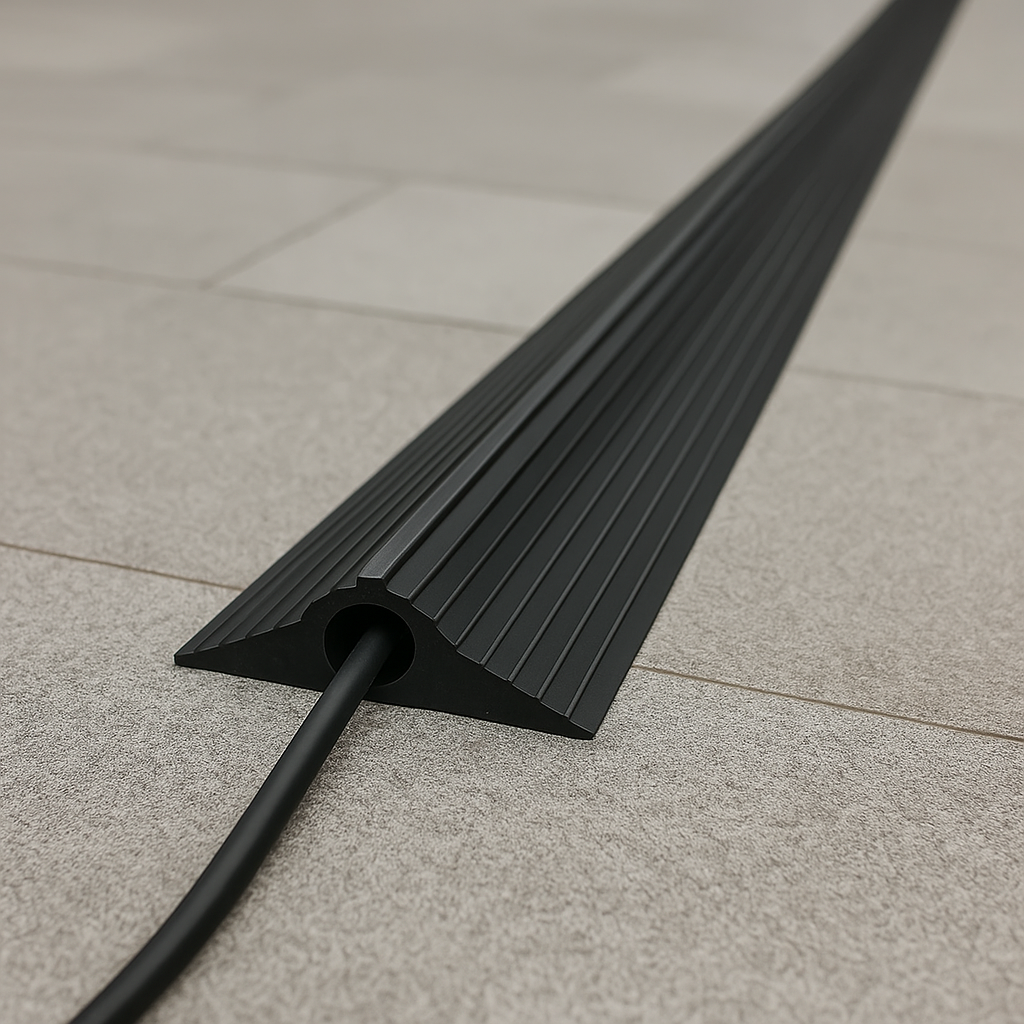 20mm Rubber Cable Protector Roll – Flexible Floor Cable Cover for Offices, Events & Workshops