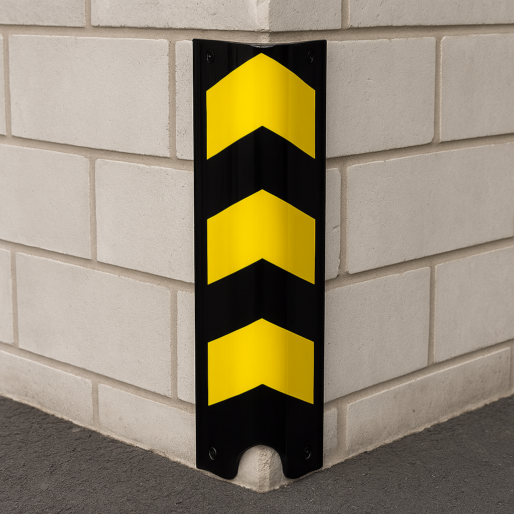 Black & Yellow Bullnose Corner Protector – Reflective Impact Guard for Wall Safety