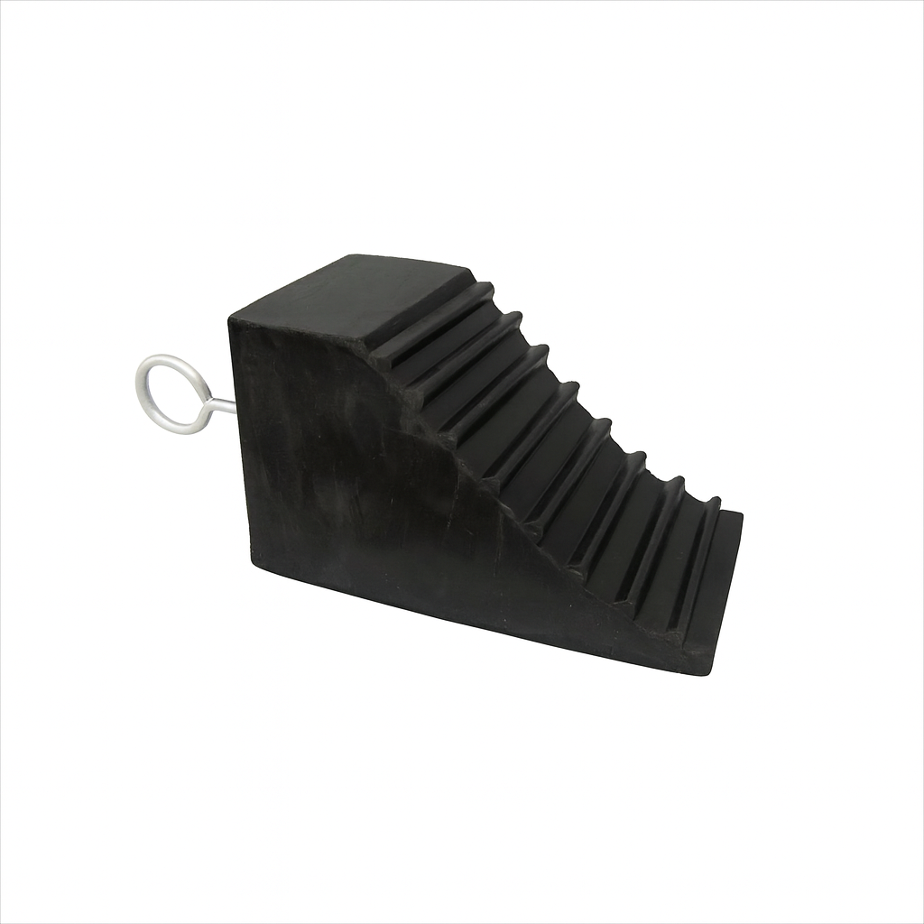 Heavy-Duty Rubber Wheel Chock for HGVs & Trucks – Industrial-Grade, Non-Slip Tyre Stopper for Trailers & Lorries