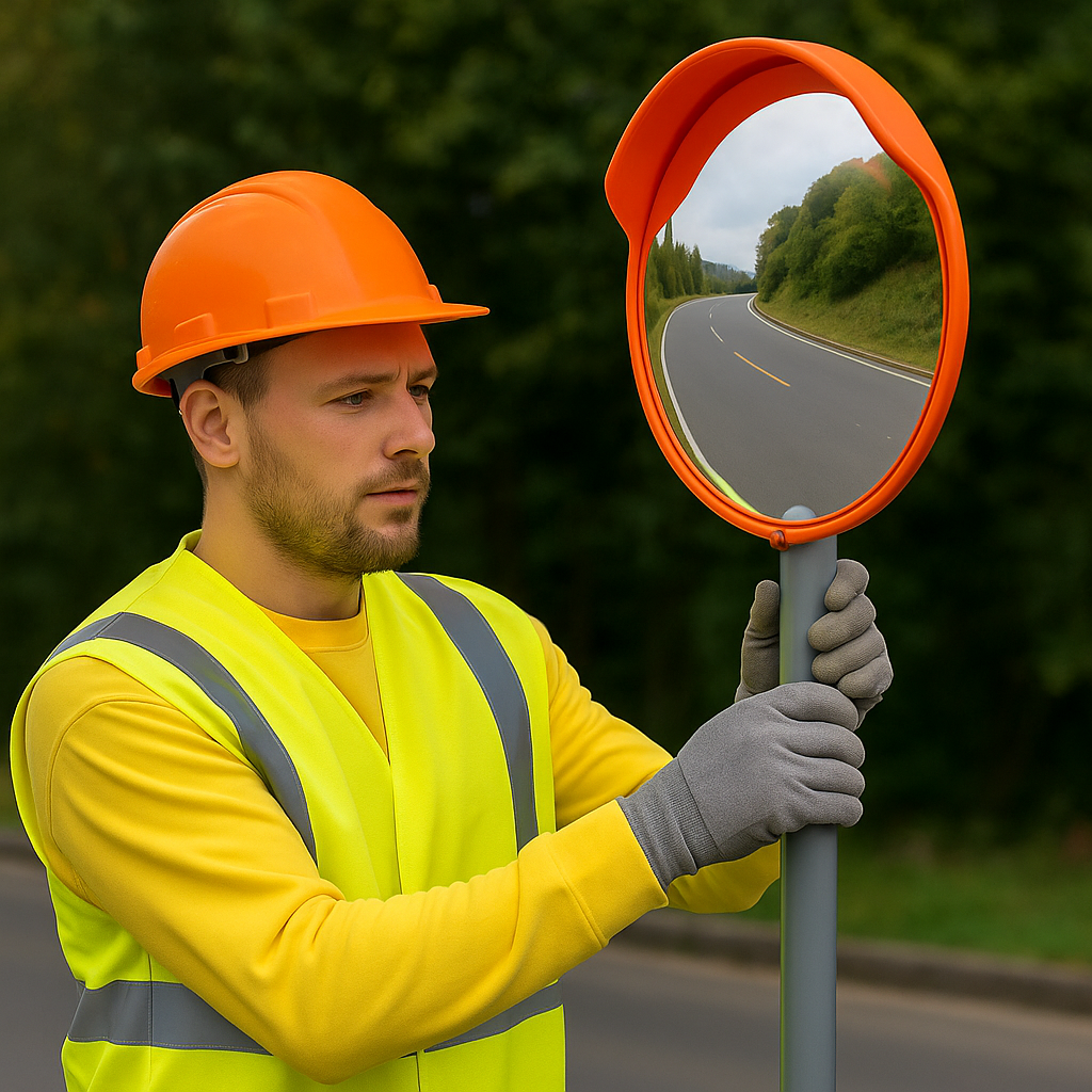 Plastic Outdoor Convex Traffic Mirror – High-Visibility Orange (60cm)