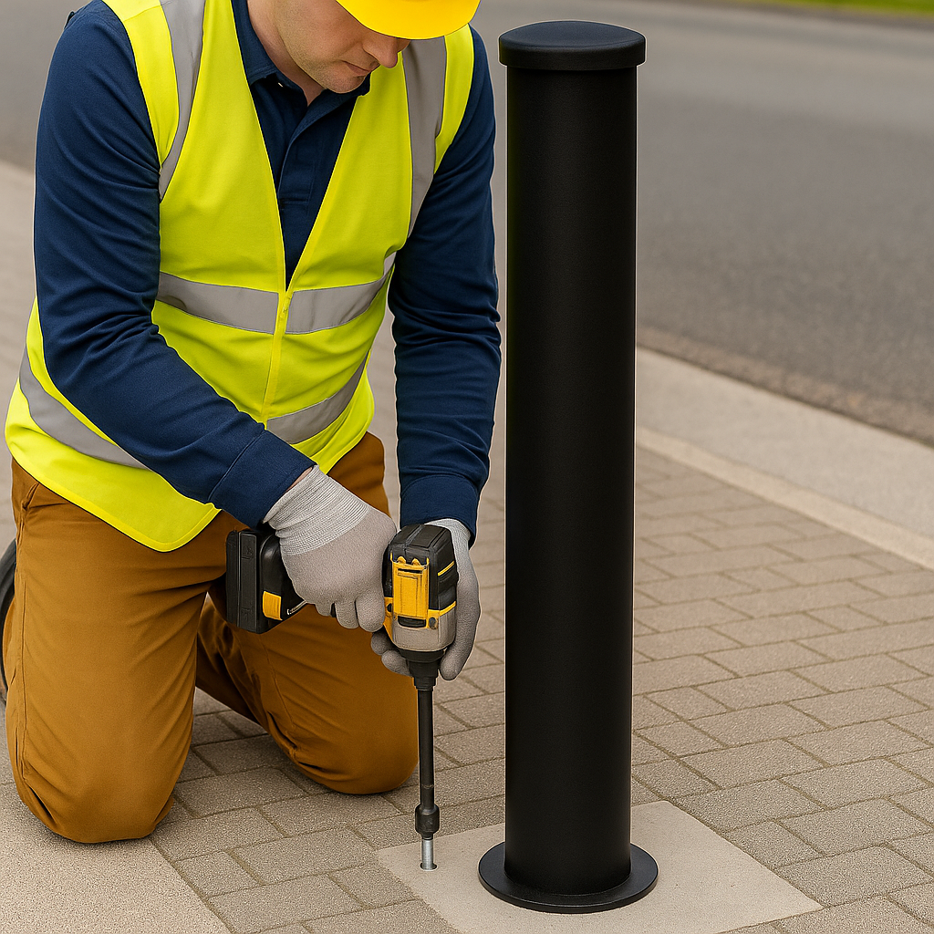 Heavy-Duty Ornamental Bollard – 1000mm Above Ground | Decorative Steel Post for Driveways, Property Protection & Urban Safety