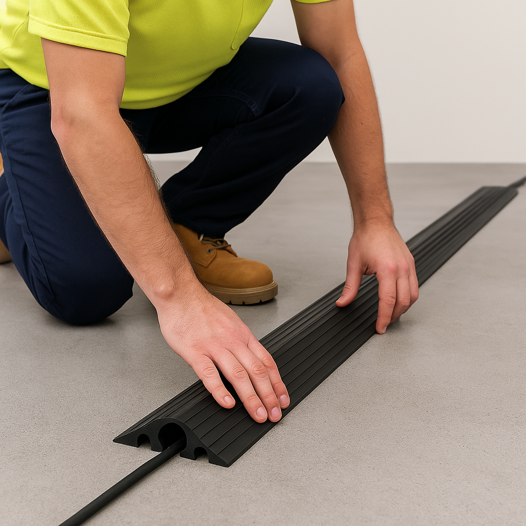 20mm Rubber Cable Protector Roll – Flexible Floor Cable Cover for Offices, Events & Workshops