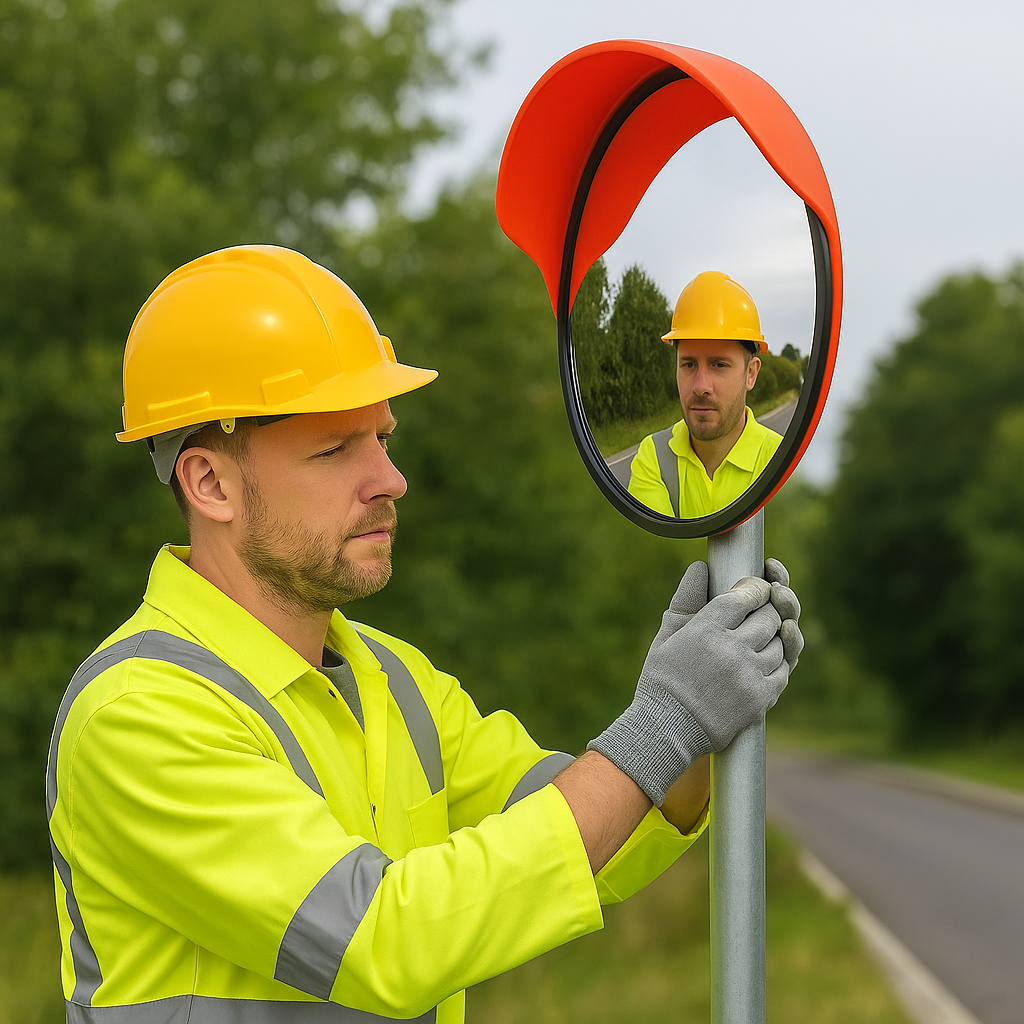 Plastic Outdoor Convex Traffic Mirror – High-Visibility Orange (60cm)