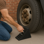 Heavy-Duty Rubber Wheel Chock for HGVs & Trucks – Industrial-Grade, Non-Slip Tyre Stopper for Trailers & Lorries
