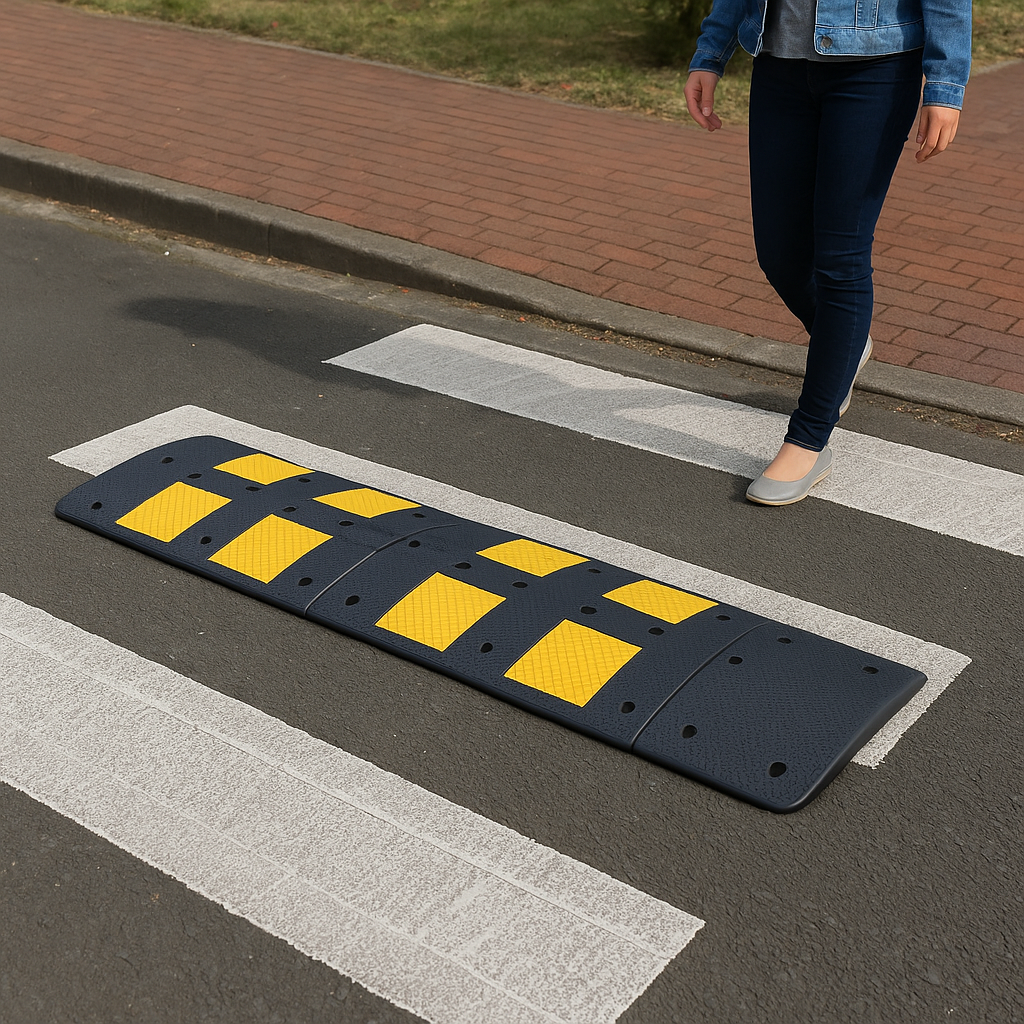 Extra-Wide 900mm Rubber Speed Bump – Heavy-Duty Traffic Calming Ramp with Fixings