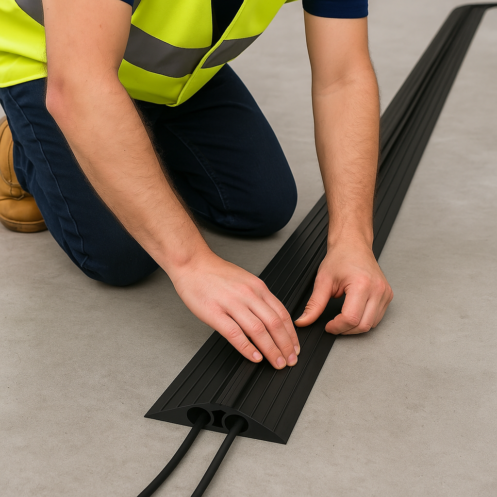 20mm Rubber Cable Protector Roll – Flexible Floor Cable Cover for Offices, Events & Workshops