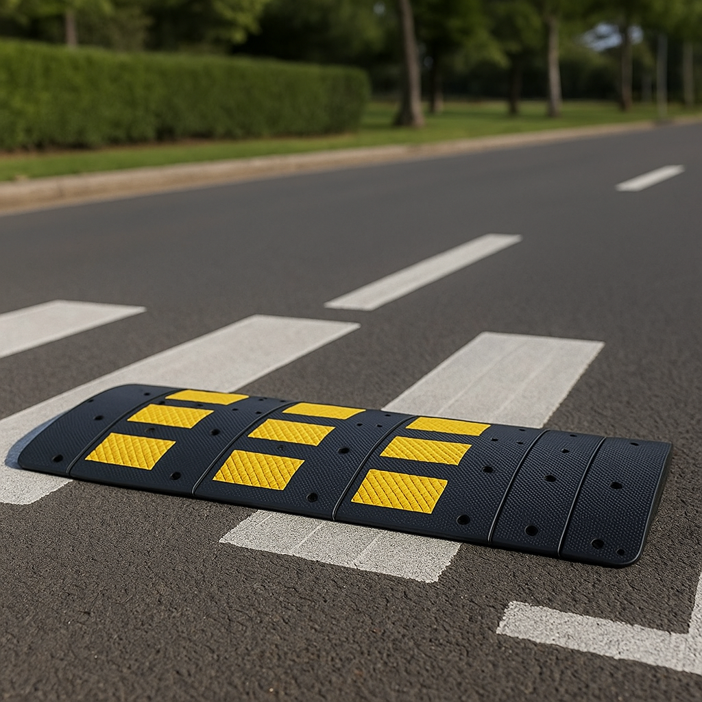 Extra-Wide 900mm Rubber Speed Bump – Heavy-Duty Traffic Calming Ramp with Fixings