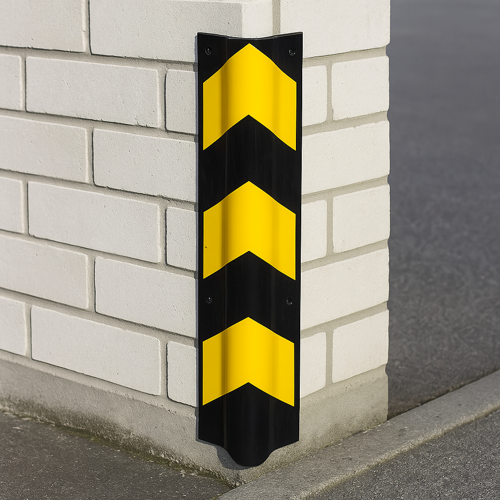 Black & Yellow Bullnose Corner Protector – Reflective Impact Guard for Wall Safety