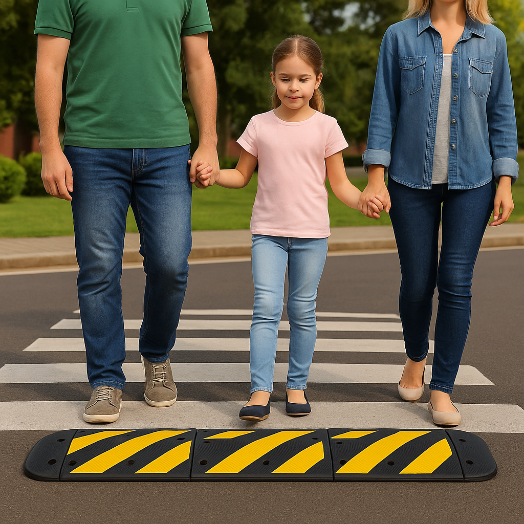 Extra-Wide 900mm Rubber Speed Bump – Heavy-Duty Traffic Calming Ramp with Fixings