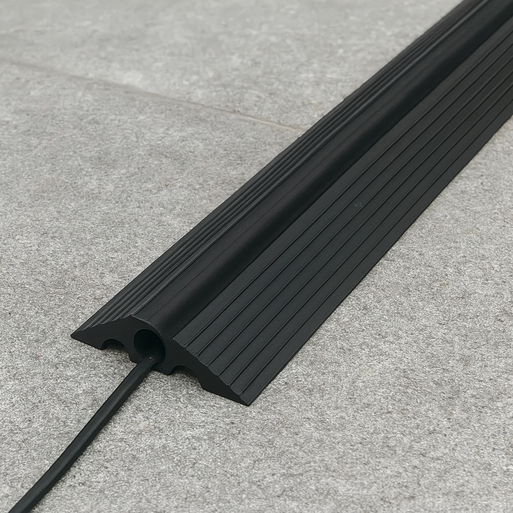 20mm Rubber Cable Protector Roll – Flexible Floor Cable Cover for Offices, Events & Workshops