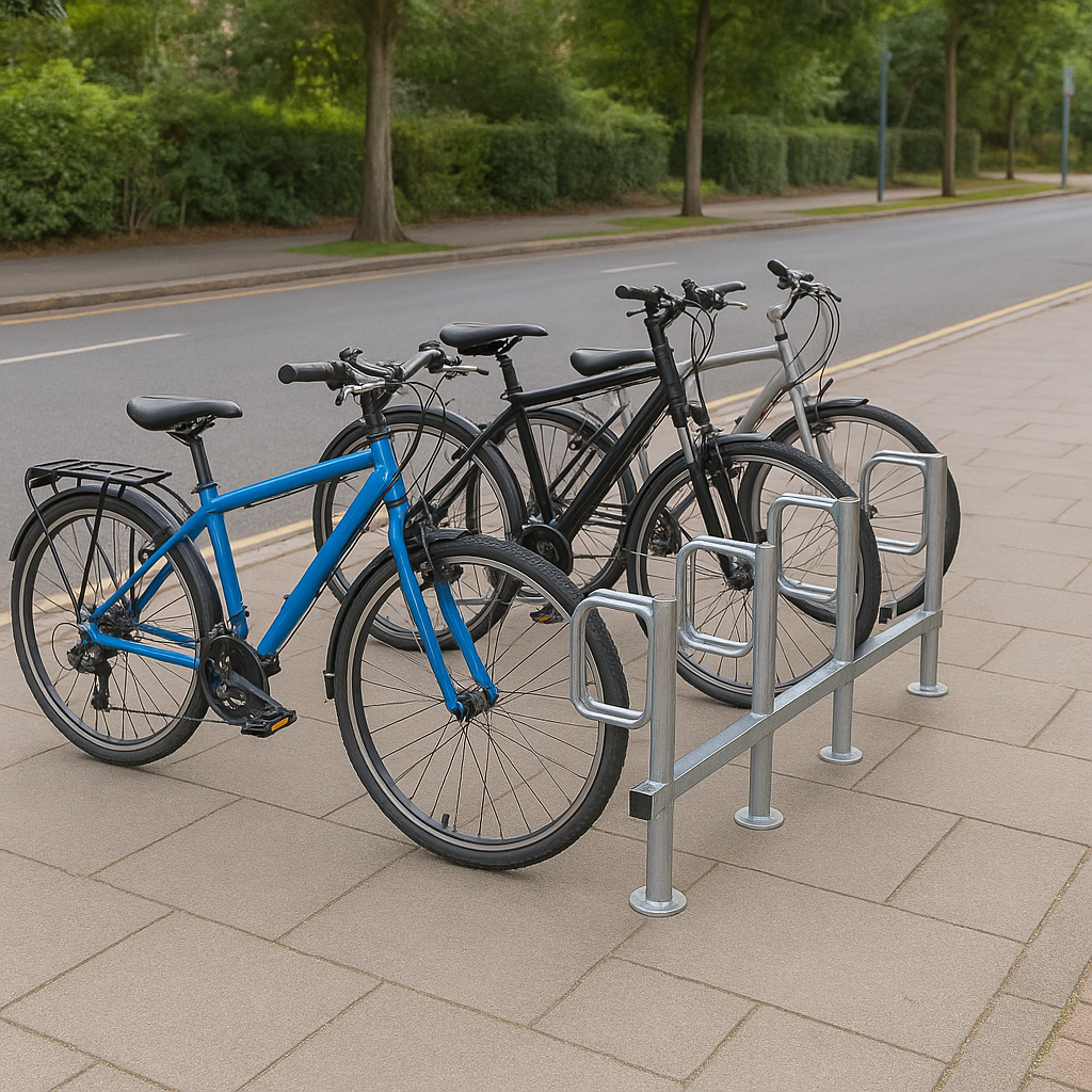 Type E Double-Sided High-Density Cycle Rack – Secure Parking for Up to 20 Bikes