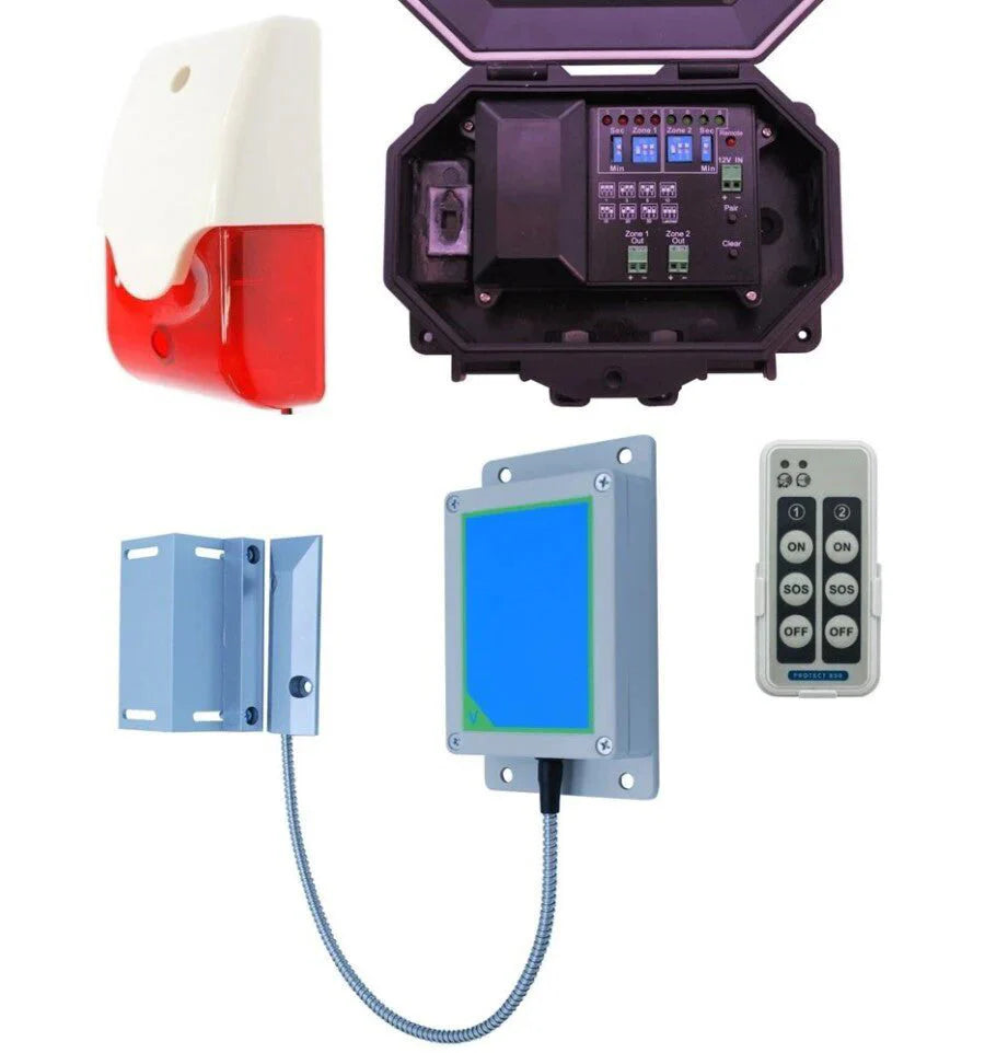 Protect 800 Long-Range Wireless Gate Alarm – Outdoor Receiver with Siren & Flashing Strobe
