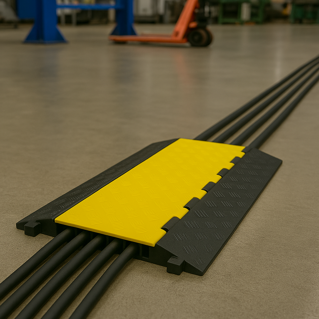Heavy-Duty 5 Channel Cable Protector Ramp – Outdoor Cable Cover for Construction, Events & Road Safety