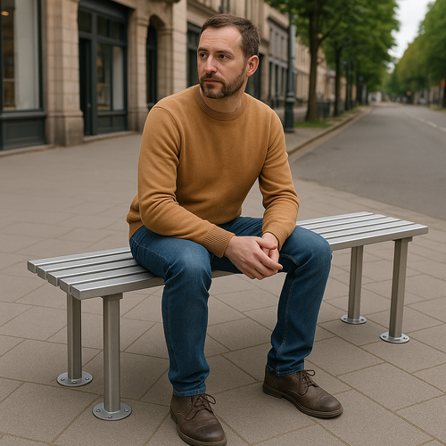 1000mm ModuForge Leaning Perch Bench | Durable Steel Seating for Urban & Transit Areas