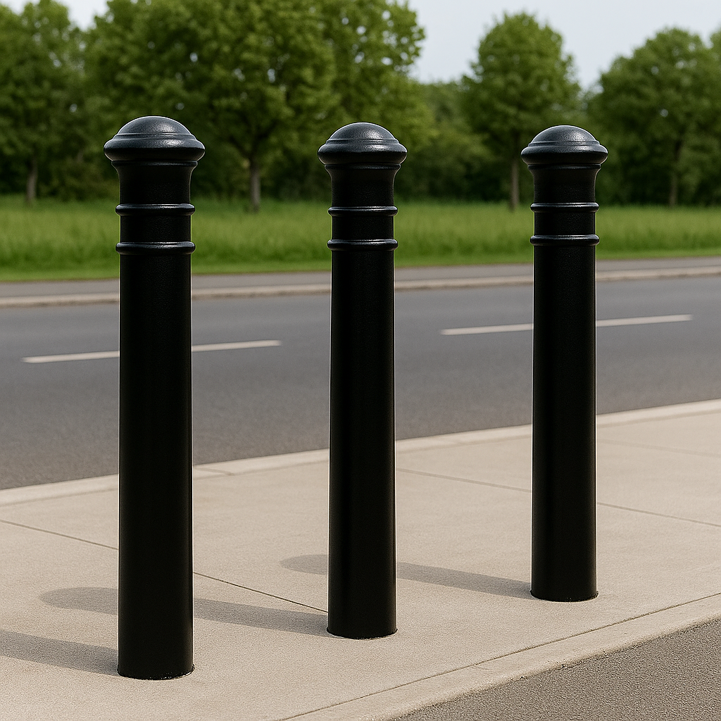 Ornamental Steel Bollard – 1000mm Above Ground | Decorative Anti-Ram Post for Driveways, Retail Fronts & Public Areas
