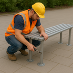 1000mm ModuForge Leaning Perch Bench | Durable Steel Seating for Urban & Transit Areas