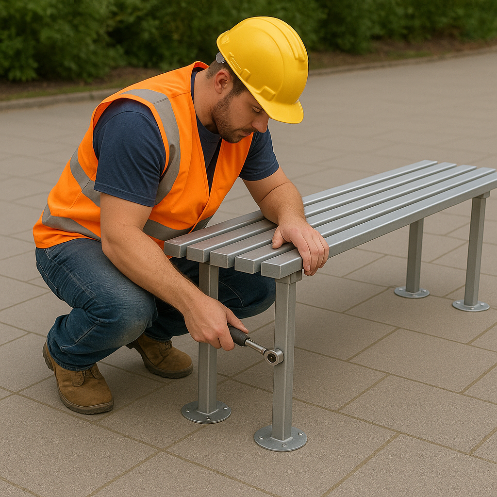 1000mm ModuForge Leaning Perch Bench | Durable Steel Seating for Urban & Transit Areas