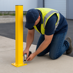 Black Bull MD Railing System End Post – Heavy-Duty Steel Safety Post for Indoor Barriers