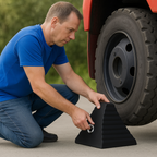Heavy-Duty Pyramid Rubber Wheel Chock for HGVs, Trucks & Trailers – Industrial-Grade, Anti-Slip Tyre Stopper for Maximum Vehicle Safety