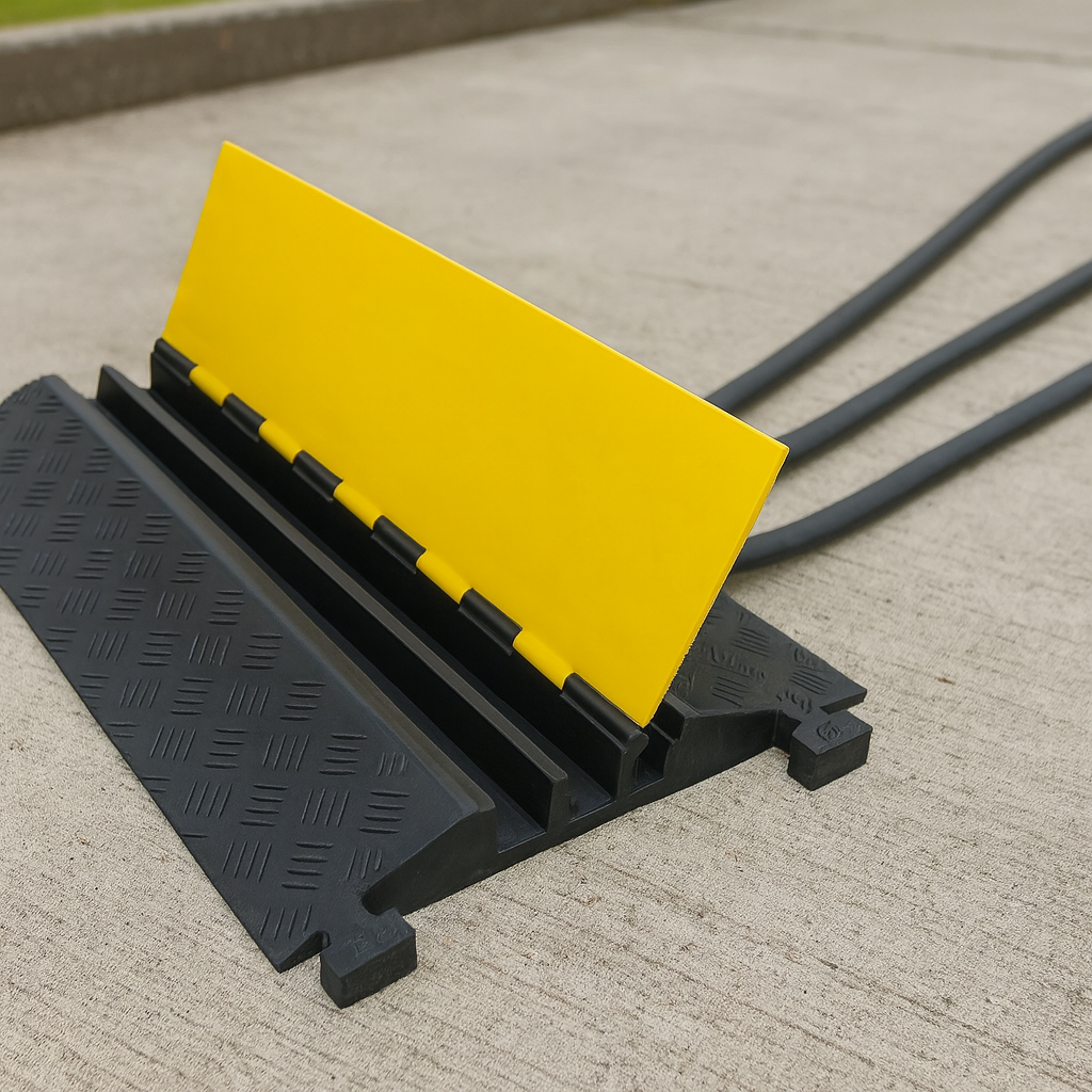 Heavy-Duty 3-Channel External Cable Protector Ramp – Outdoor Cable Guard for Vehicles & Pedestrian Safety