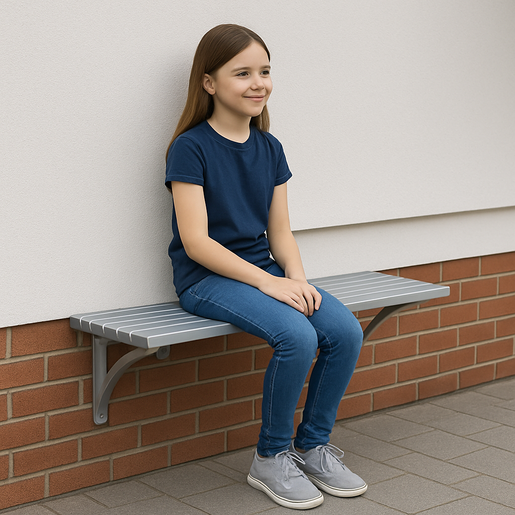 Metrosiq Wall Mounted Leaning Bench – Durable Steel Seating for Urban Public Spaces (1000mm & 1800mm)