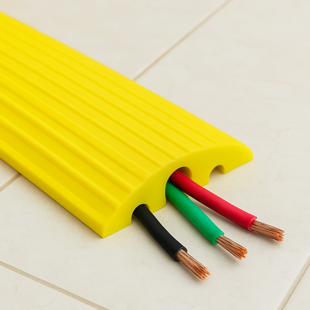 1.2m Heavy-Duty Cable Protector Ramp – Compact Rubber Cable Cover for Events, Construction & Outdoor Safety